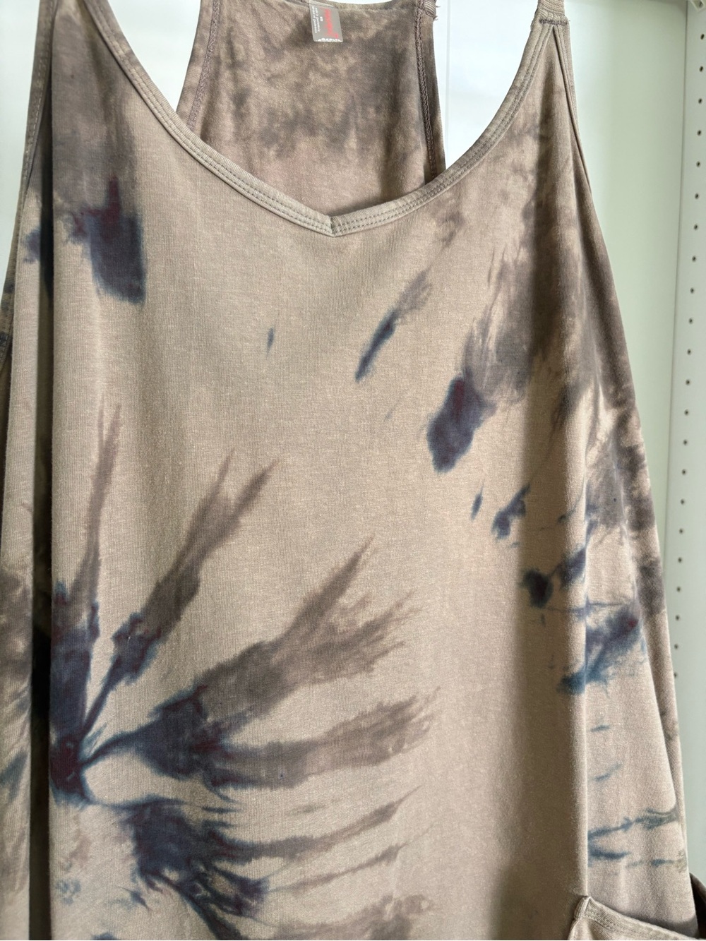 FP Movement by Free People Taupe Tie-Dye Hot Shot Romper with Pockets - Picture 3 of 4
